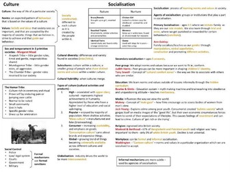 OCR Sociology Revision Resource (Socialisation, Culture and Identity)
