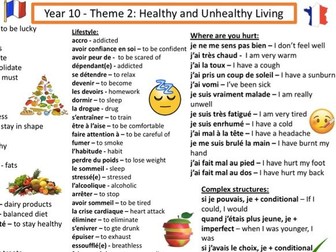 French Knowledge Organiser - Healthy and Unhealthy Living
