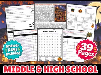 Halloween History Activities - Reading Passage - Puzzles for Middle School