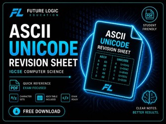 IGCSE CS (0478) ASCII and Unicode Sheet