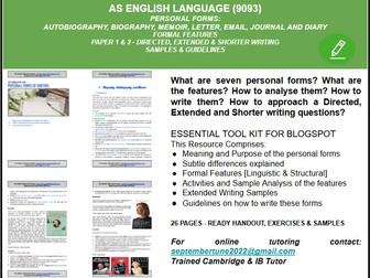 FEATURES AND WRITING OF PERSONAL FORMS: CAIE AS ENGLISH LANGUAGE (9093)