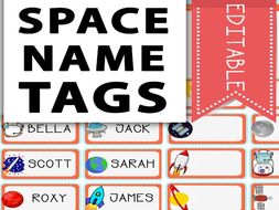 Space Themed Name Labels 