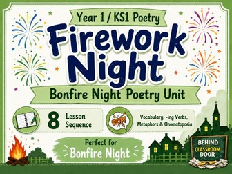 Year 1 Poetry Unit – Firework Night | 8 Lessons | Bonfire Night | KS1