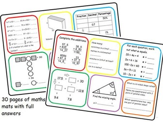 Y5/6 maths recap sheets x 30 with answers