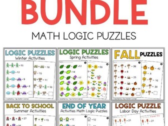 Winter Fall Math Logic Puzzles  activities 1st 2nd 3rd Grade all season