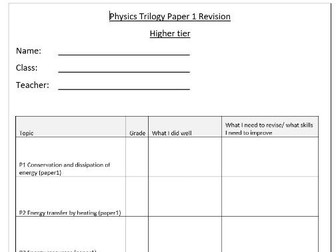 AQA trilogy physics revision paper 1 booklet HT