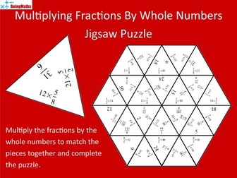 Multiplying Fractions and Whole Numbers Tarsia Jigsaw Puzzle