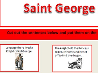 KS1&2 Saint George and the Dragon story and sequencing activity