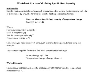 Specific Heat Capacity Calculations
