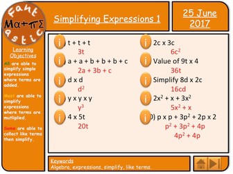 Algebraic Expressions - Basic