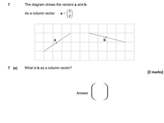Column Vectors -  - GCSE Maths Exam Questions