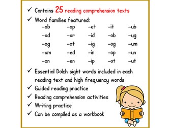 Phonics Reading Comprehension with Word Families and Dolch Sight Words