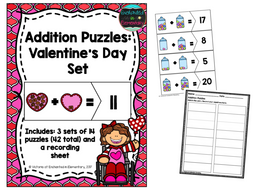 Addition Puzzles: Valentine's Day Set