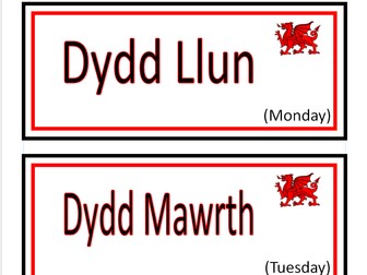 Welsh Days Of The Week Colour Display Poster Cards
