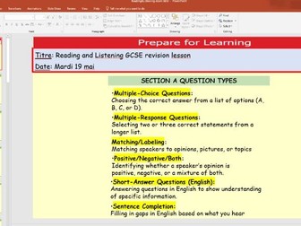 French GCSE Reading and Listening exam skills (2026 new spec)