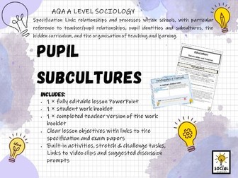 AQA A level Sociology - Education - Pupil Subcultures