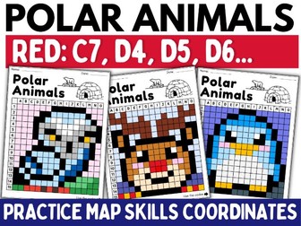 Arctic Animals Winter Math Coloring pages Sheets Map Skills Worksheet Grid Polar Animals For Kids