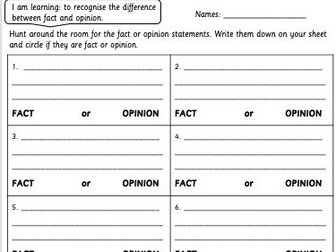 Fact or Opinion Worksheet