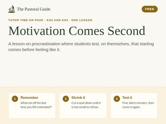 Procrastination lesson for teenagers: motivation comes after you start, KS4 and KS5