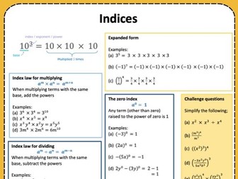 Free download - Indices – Cheat Sheet