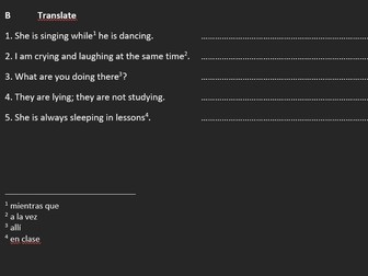 Presente continuo: conjugación y traducción