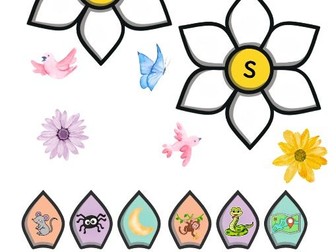 Phonics flowers cutting worksheet