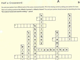 Much Ado About Nothing key vocabulary crossword