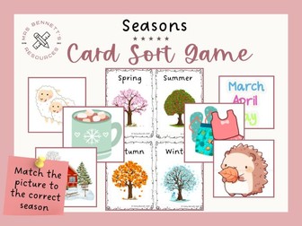 Seasons Card Sort Game. Sort the Pictures to the correct Season. KS1
