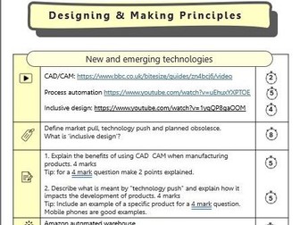 Design and technology GCSE revision booklet
