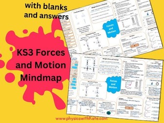 KS3 Forces and Motion Mindmap - Revision with blanks, answers and editable