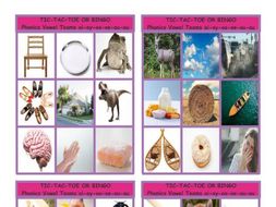 Phonics Vowel Teams ai-ay-oa-oe-ou-au Photo Tic-Tac-Toe-Bingo Game