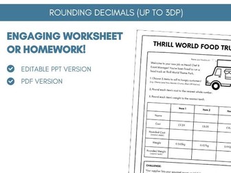 Rounding Decimals | Worksheet Homework Task | Mini Project