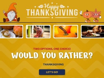 Thanksgiving Would You Rather Questions - Party Game Collection (35 Pages)