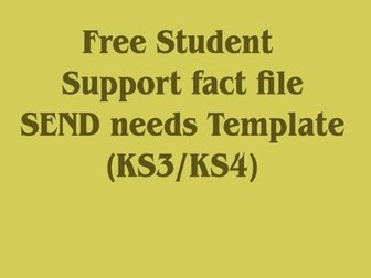 Free Student Support Fact file (KS3/KS4/KS5) ADHD/ASD