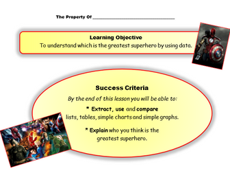 Maths Functional Skills/KS3/4 - Handling Data.  Superhero Lesson.