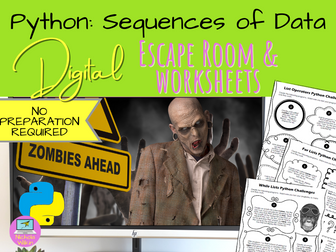 Python Sequences of Data Escape Room and Worksheets Bundle