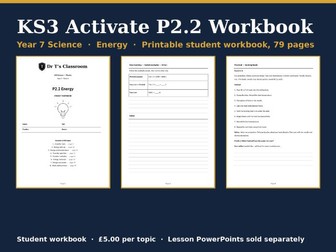 KS3 Activate P2.2 Energy Student Workbook