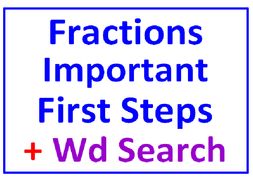 Fractions Important First Steps PLUS Fractions Word Search Puzzle