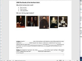 Elizabeth I Edexcel 2.1: Plots and Revolts at Home Worksheet