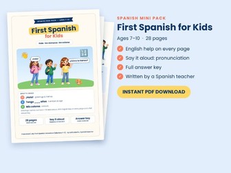 First Spanish for Kids: Greetings, Numbers and Colours Worksheets with Answers (KS2)