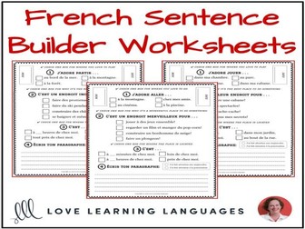 French Sentence Builder Worksheets For Beginners