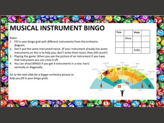 Orchestral Music Instrument Bingo