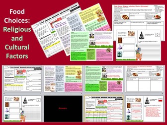 KS3/GCSE Food Cover Work/Worksheets: Food Choices - Religious and Cultural Factors