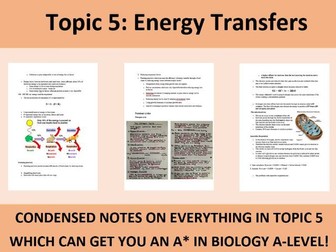 A-Level Biology Revision Guide Topic 5 Energy Transfers