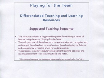 Playing for the Team : Suggested Teaching Sequence