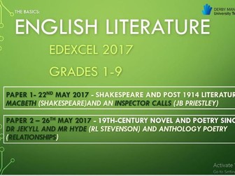 GCSE EDEXCEL ENGLISH LITERATURE REVISION GUIDES 1-9 2017