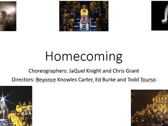 BTEC Tech Award Level 1/2 Performing Arts Component 1 PowerPoint and Worksheets Homecoming Beyonce