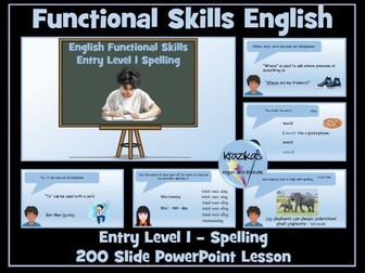 English Functional Skills - Entry Level 1 - Spelling Powerpoint Lesson