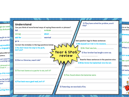 year 6 grammar revision worksheets teaching resources