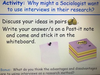 Interviews Lesson - Studying Society - Sociology AQA GCSE